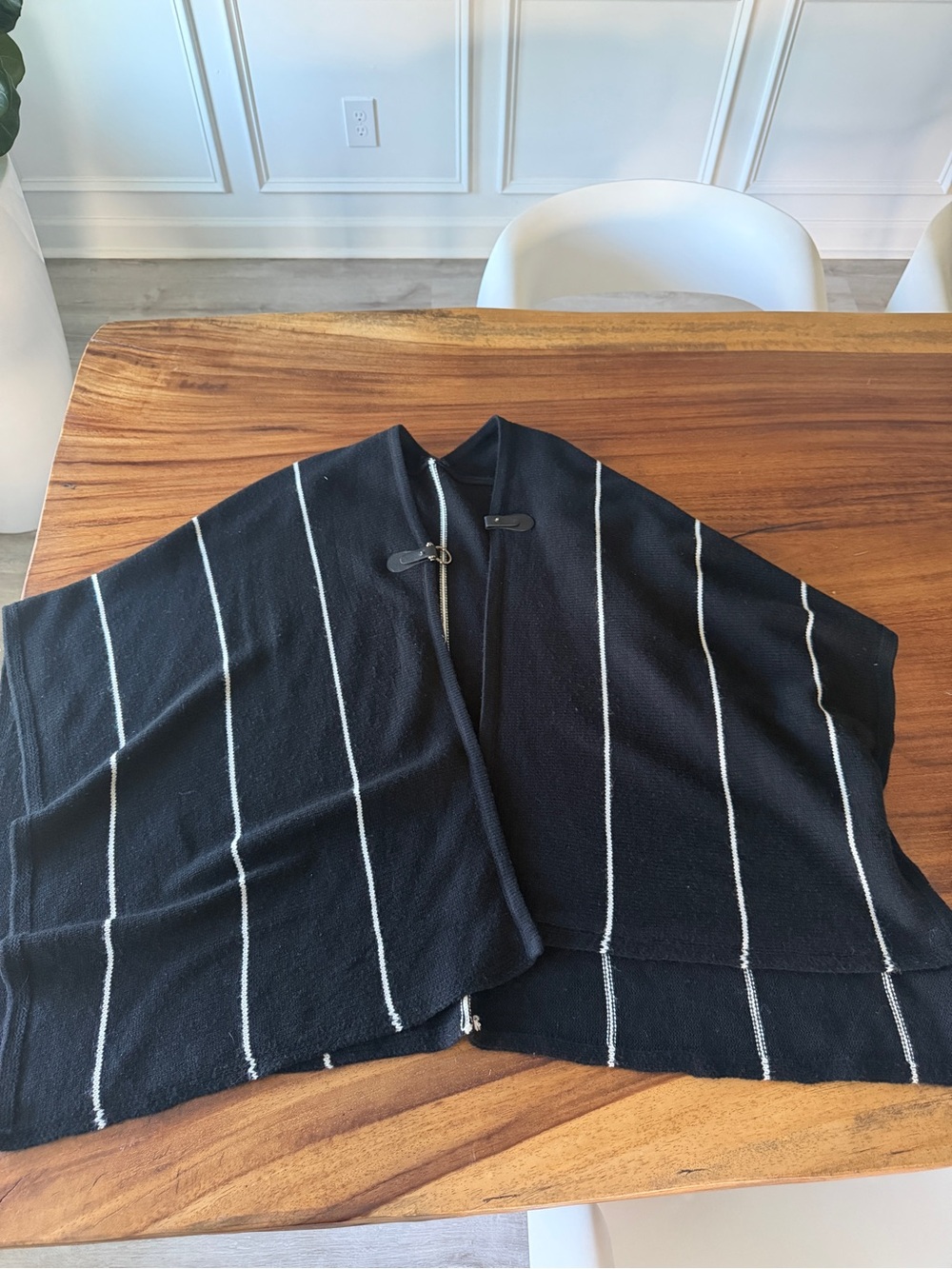 Black and White Striped Poncho
